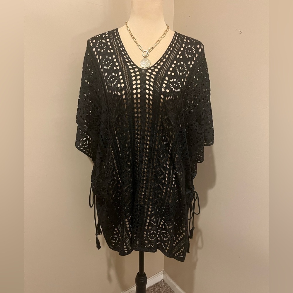 House of Harlow 1960 Black Crochet Swim Cover up